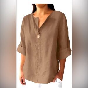 New Ladies cotton Linen Top / Small as per Label But fits upto Large)